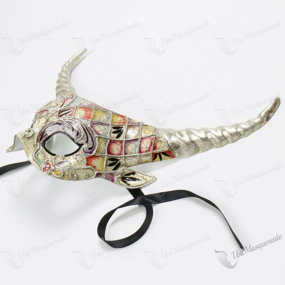 SilverDevil Horn Sexy Venetian Ancient Style Mask - Picture 2 of 5